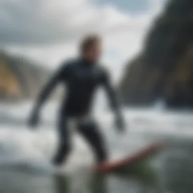 Surfer showcasing the versatility of a dry suit in cold waters