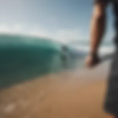 A surfer selecting the ideal surf rod from a selection