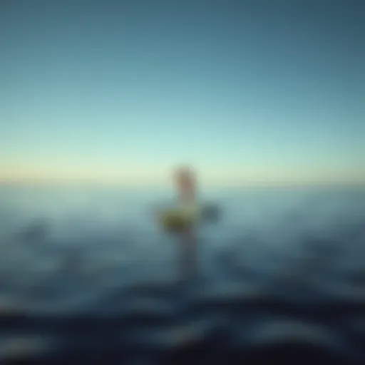 Electric Paddle Board in Action An electric stand up paddle board gliding over tranquil water.