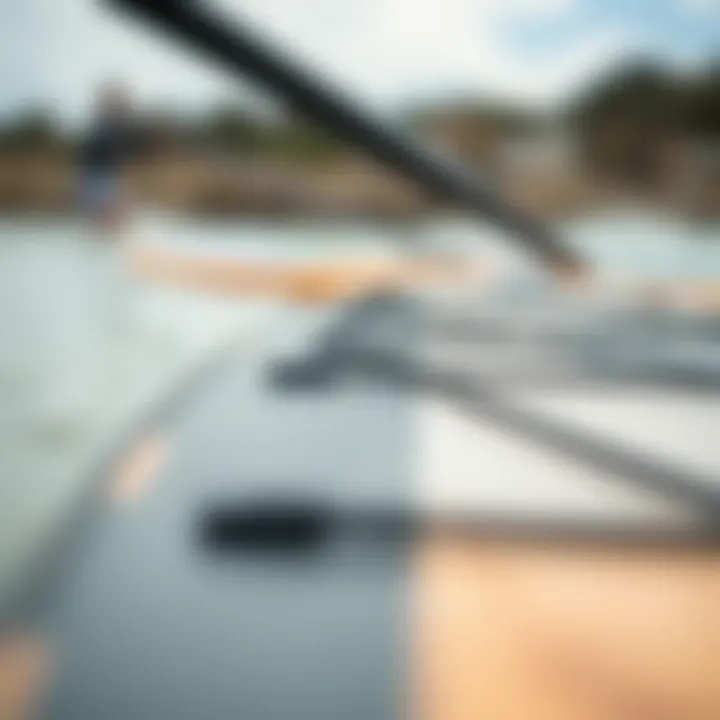 Paddle Board Material Insights Close-up of paddle board materials showcasing durability and design
