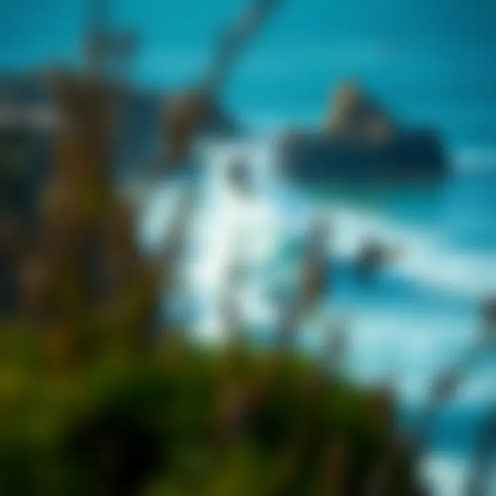 Diverse Coastal Surfing Experiences A scenic coastal view showcasing diverse surfing spots