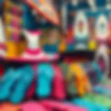 Colorful Flip Flop Display in Surf Shop A vibrant display of flip flops in a surf shop setting
