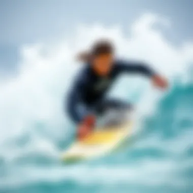 Surfer using the Garmin Instinct Solar Surf Watch in action