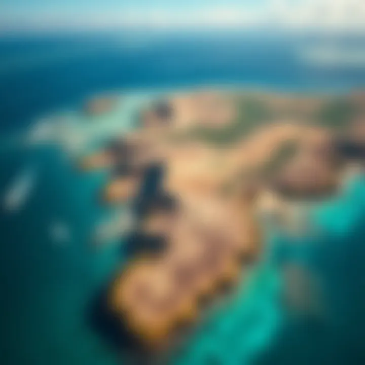 Geological Wonders of the Great Barrier Reef Aerial view of the Great Barrier Reef highlighting its geological structure and vastness