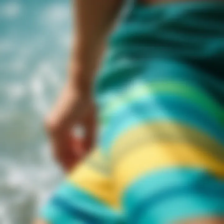 Eco-Friendly Material Details Close-up of eco-friendly material used in board shorts