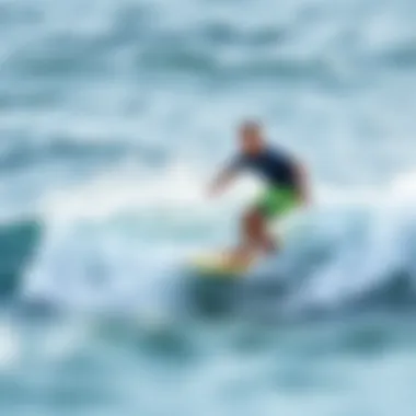 Surfer Riding a Wave in Greenlines Board Shorts Surfer wearing Greenlines board shorts while riding a wave