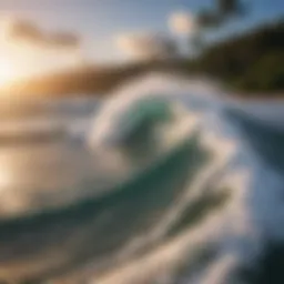 A breathtaking view of the waves crashing on Haleiwa Alii Beach