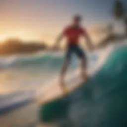 Illuminated wake surfboard showcasing vibrant colors in action