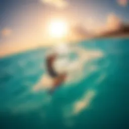 Kitesurfing in the turquoise waters of the Maldives