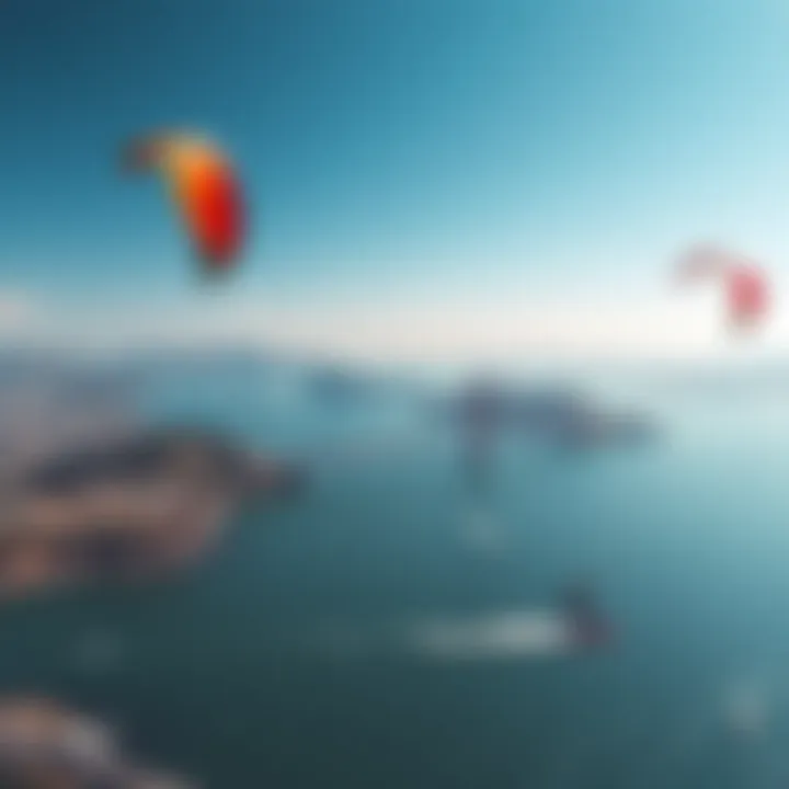 San Francisco Kitesurfing Panorama Panoramic view of San Francisco with kitesurfers in the foreground