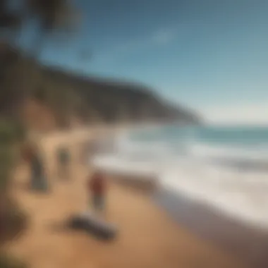 A group of land surfers enjoying a scenic coastal road