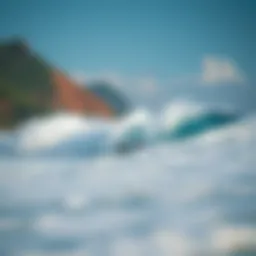 Serene Mizata coastline with perfect surf conditions