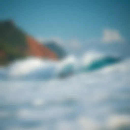 Serene Mizata coastline with perfect surf conditions