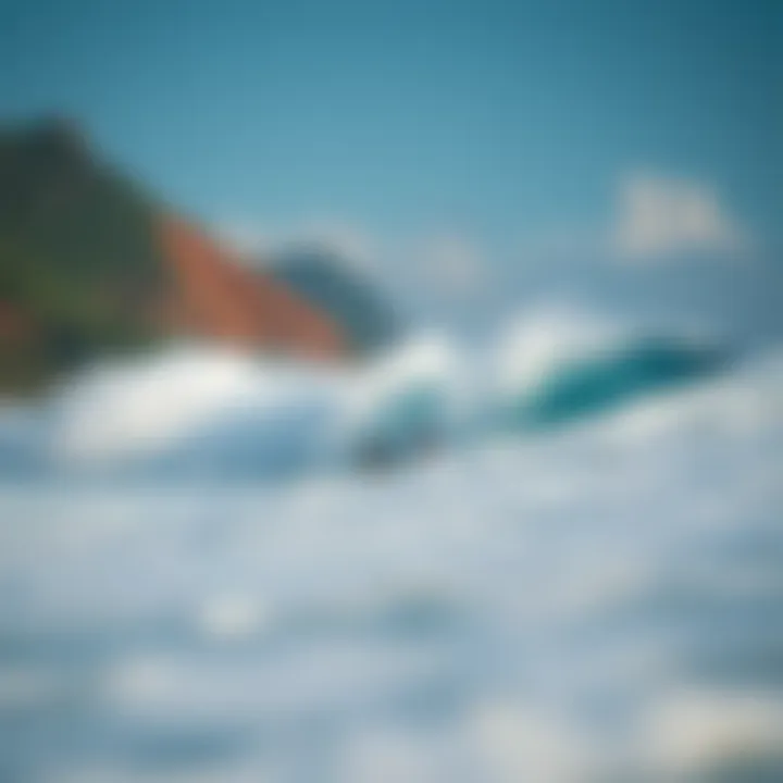 Serene Mizata coastline with perfect surf conditions