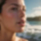 Surfer applying lip sunscreen before hitting the waves