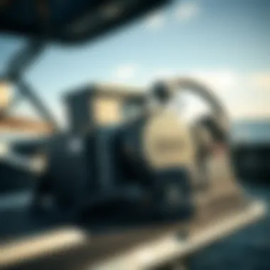 Close-up of advanced ballast system in a wake surf boat