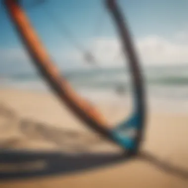 Close-up of innovative kite surfing gear on the beach