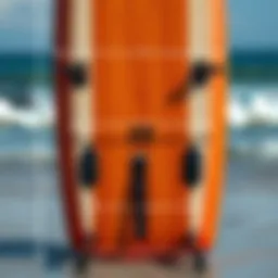 Detailed measurements of a paddle board showcasing length, width, and thickness