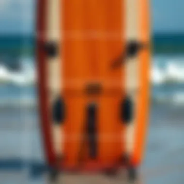 Detailed measurements of a paddle board showcasing length, width, and thickness