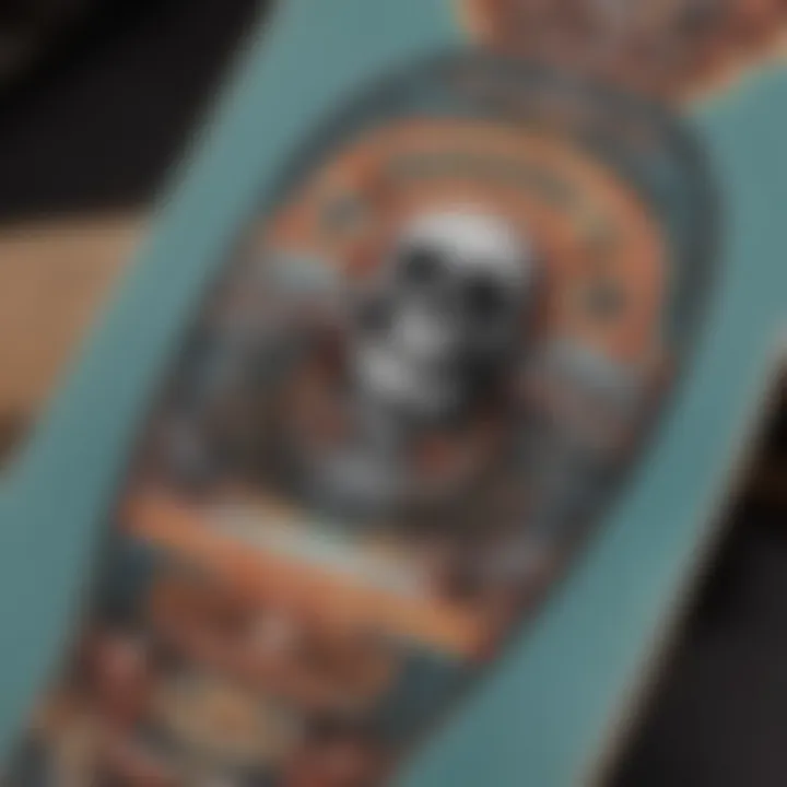 Close-up of craftsmanship on Powell Peralta skateboard deck