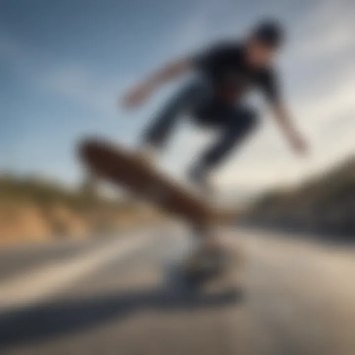 Skateboarder performing a trick on a Powell Peralta deck