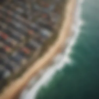 A striking aerial shot of Mission Beach showcasing perfect surfing conditions.