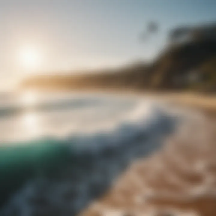 The vibrant atmosphere at Ocean Beach with surfers and beachgoers enjoying the sunny day.