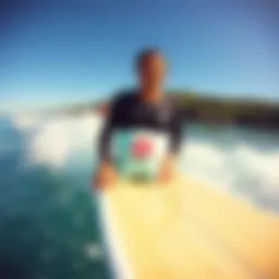 Go Pro camera capturing surfboarding action
