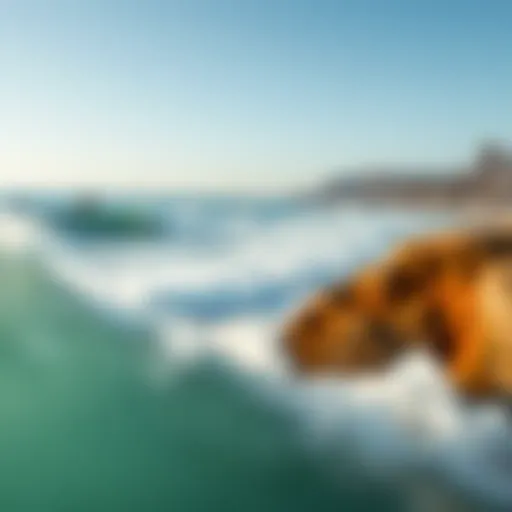 Surfers enjoying the perfect waves at Rincon A breathtaking view of Rincon beach with surfers catching waves