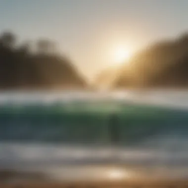 A serene image of surfers engaged in mindful practice, reflecting on environmental conservation.