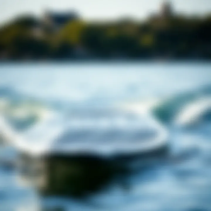 Skurfing Board in Action on Water A skurfing board being used on the water