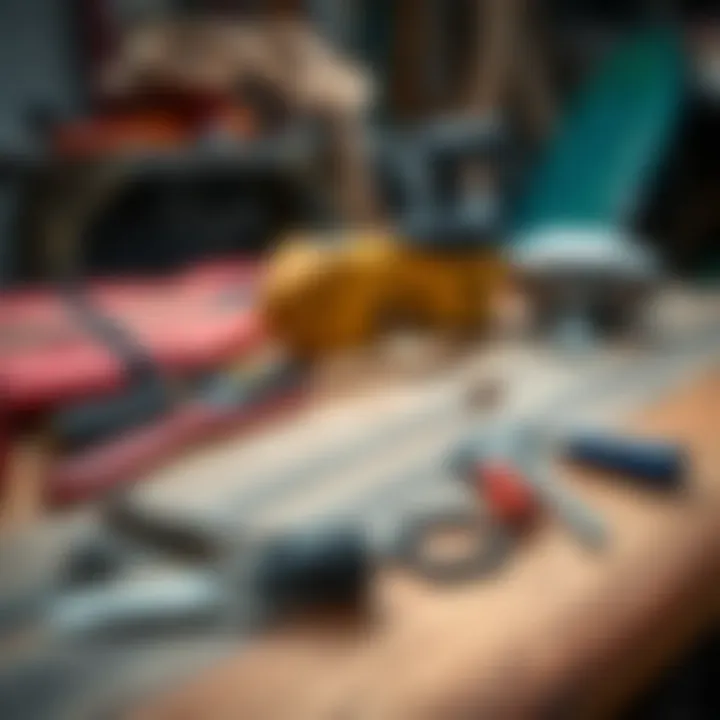 Essential Maintenance Tools for Skurfing Boards Maintenance tools for skurfing boards laid out