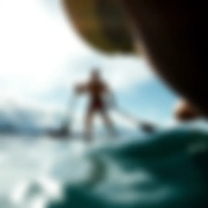 Engaging in paddle boarding as a leisure activity