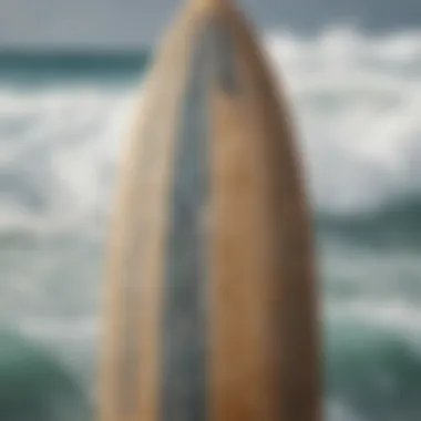 A close-up of a surfboard with intricate designs, symbolizing personal expression in the sport.