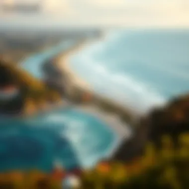 Aerial Perspective: Coastal Developments and Ocean Views An aerial view of coastal real estate developments along a picturesque shoreline