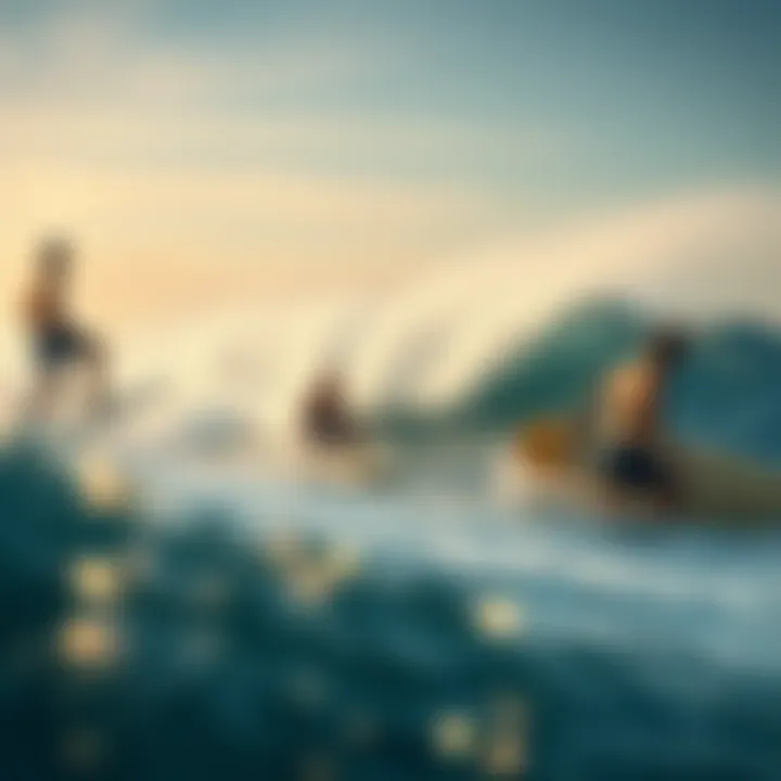 Epic Waves: The Vibrant Surf Culture A vibrant surf culture scene showcasing surfers riding waves