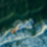 Aerial view of a surf park showcasing artificial waves