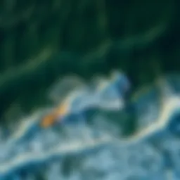 Aerial view of a surf park showcasing artificial waves