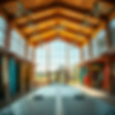 Interior View of Surf Park Interior view of a surf park with facilities and amenities