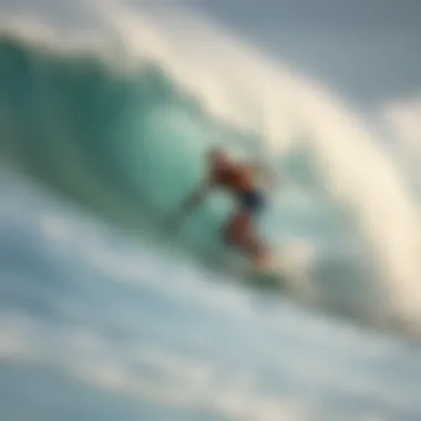 Surfer Carving Through Waves A surfer riding a wave with skill, embodying the spirit of adventure.