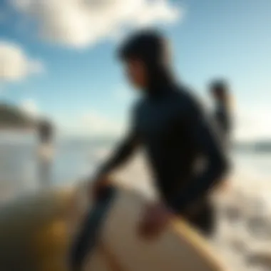 Learning to Surf in San Sebastian A local surf school teaching eager beginners the art of surfing.