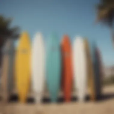 Local surfboards displayed on the beach