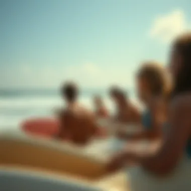 Community of surfers discussing conditions and sharing experiences