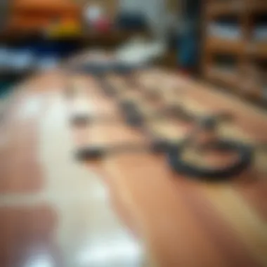 Craftsmanship in Paddle Board Construction Close-up of paddle board materials and craftsmanship