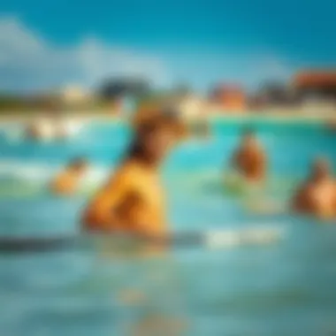 Bodyboarding Culture at the Beach A vibrant beach scene highlighting bodyboarding culture with enthusiasts enjoying the water.