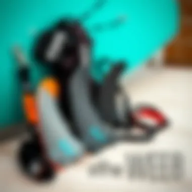 Essential Gear for the 38 Inch Bodyboard A selection of bodyboarding gear including fins and leashes next to a 38 inch bodyboard.