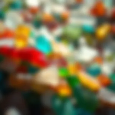 Close-up of Colorful Sea Glass Close-up of colorful sea glass sparkling under sunlight