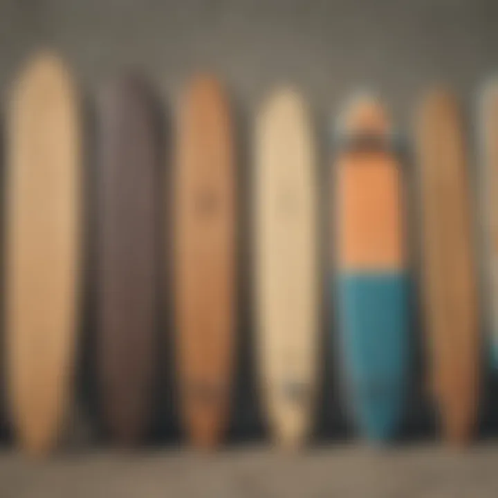 Different types of cruiser boards lined up for comparison