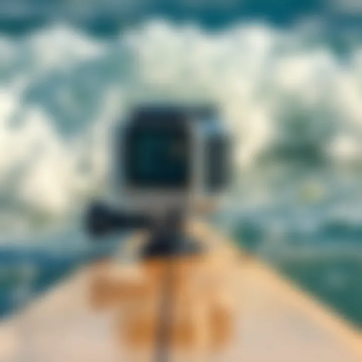 Durable GoPro Mount in Waves Innovative GoPro mount showcasing durability in ocean waves