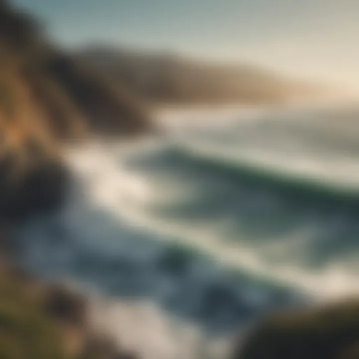 A picturesque California coastline with waves crashing